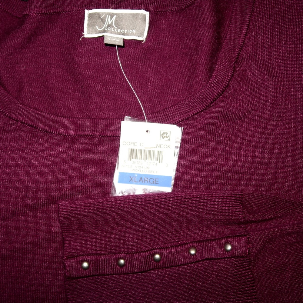 NWT JM Collection Burgundy Sweater XL
